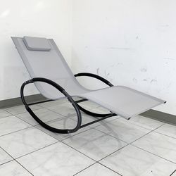 (NEW) $45 Outdoor Rocking Zero Gravity Chair Patio Lounge Chair Recline Rocker for Backyard Pool w/ Pillow