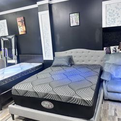  🛌 Queen Mattress Come With Bed Frame (Headboard & Footboard) + Box Spring – Ready for Delivery Today