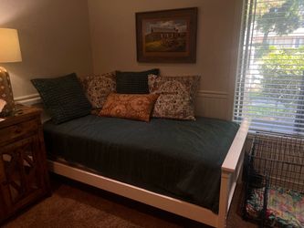 Twin bed frame + mattress (like new)