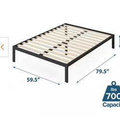 Queen Bed Frame With Wooden Slates  And Mattress 