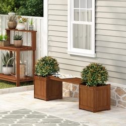 Serenity Duo Planter Wooden Bench