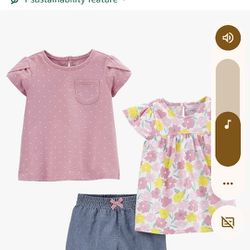 NWT Carter's Three Piece Girls Outfits 2T