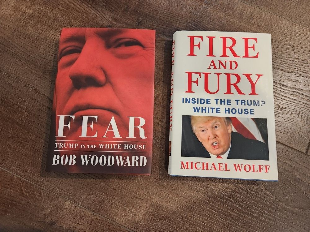 2 Donald J Trump books, Fear, Fire and Fury, Excellent condition