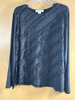 HC1341. Judith Hart Collection Black Long Sleeve Ruffle T-Shirt XL
