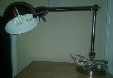 VTG Stainless Steel Metal Desk Adjustable Lamp Steam Punk Over Head Lamp