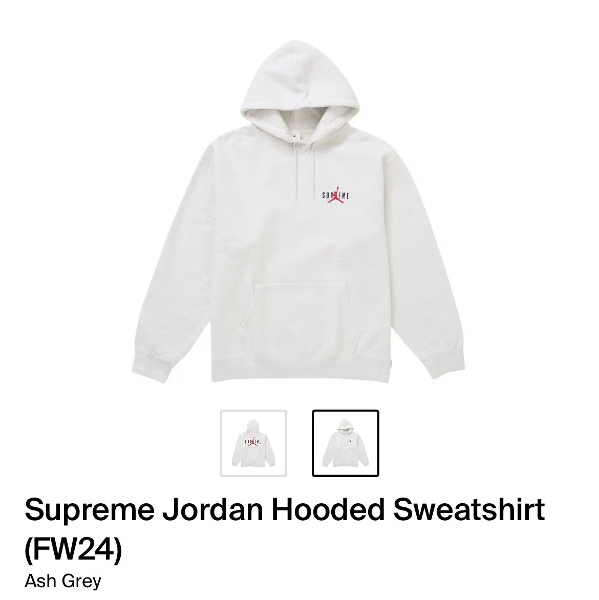 Supreme X Jordan Collab Grey hooded sweatshirt Brand new sealed Supreme X Jordan Collab Grey hooded sweatshirt Brand new sealed