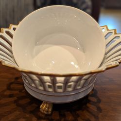 Vintage Vista Alegre Reticulated Porcelain Footed Basket With inside Bowl