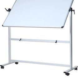 VIZ-PRO Double-Sided Magnetic Mobile Whiteboard, 48 x 36 Inches, Aluminium Frame and Stand

