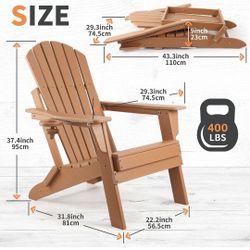 Juego de 2 sillas plegables Adirondack para fogata, sillas Adirondack de plástico, resistentes a la intemperie con soporte para tazas, sillas Adironda