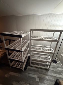 White Plastic Utility Shelving Units – Set of 2