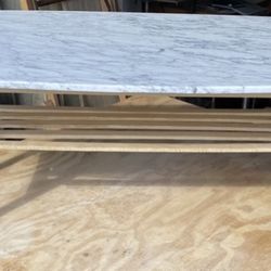 Carrara Marble And Oak Coffee Table 
