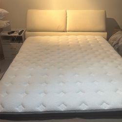 Queen Side White Leather Bed
