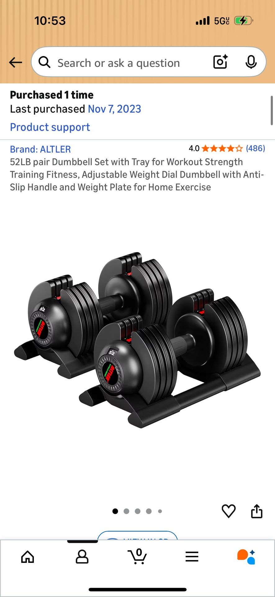 52LB Adjustable Dumbbell Set with Tray – Home Gym Strength Training