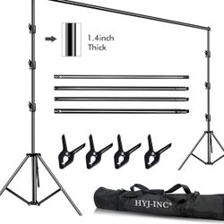 HYJ-INC 10 x 10Ft Photo Video Studio Heavy Duty Adjustable Muslin Backdrop Stand Background Support System Kit for Photography with Carrying Bag4 Pcs 