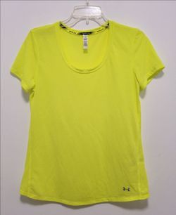 Under Armour Heat Gear Under Armour Heat Gear Fitted Neon Yellow Short Sleeve Sport Run Workout Shirt M
