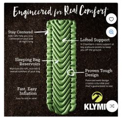 KLYMIT Inflatable Sleeping Pads (2) / Easy to Inflate / Lightweight / Packs down into small Bag / Retails $130 + Tax / Brand New In Bag