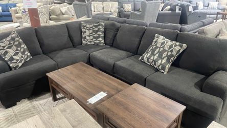 Large Dark Gray Fabric Sectional Sofa