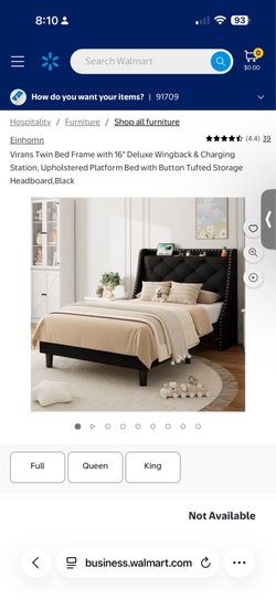 Virans Full Bed Frame with 16" Deluxe Wingback & Charging Station, Upholstered Platform Bed