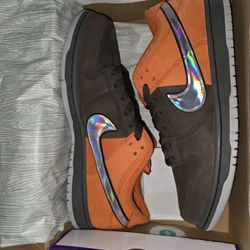 Nike SB Muni Fast Pass Dunk Low Pro Shoes - Safety Orange/Wolf Grey Size 11.5