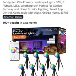 Enbrighten Vibe Eternity Landscape Lights, 33ft, 8 RGBWIC LEDs, Weatherproof, Perfect for Garden, Pathway, and Home Exterior Lighting, Smart App Contr