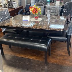 Dining Set W/ 4 Chairs And a Bench