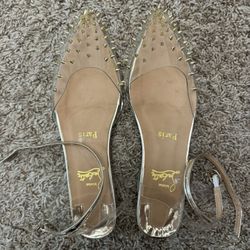 Louis Vuitton Red Bottom Clear Studded Flats Pointed Toe 