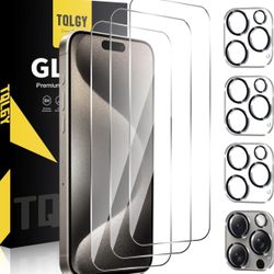 iPhone 15 Pro Max Screen Protector, Tempered Glass Screen Protector for iPhone 15 Pro Max 6.7 inch with Camera Lens Protector, Dynamic Island Compati