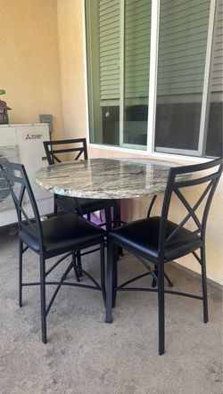 Round Marble Top Dining Table with 4 Chairs