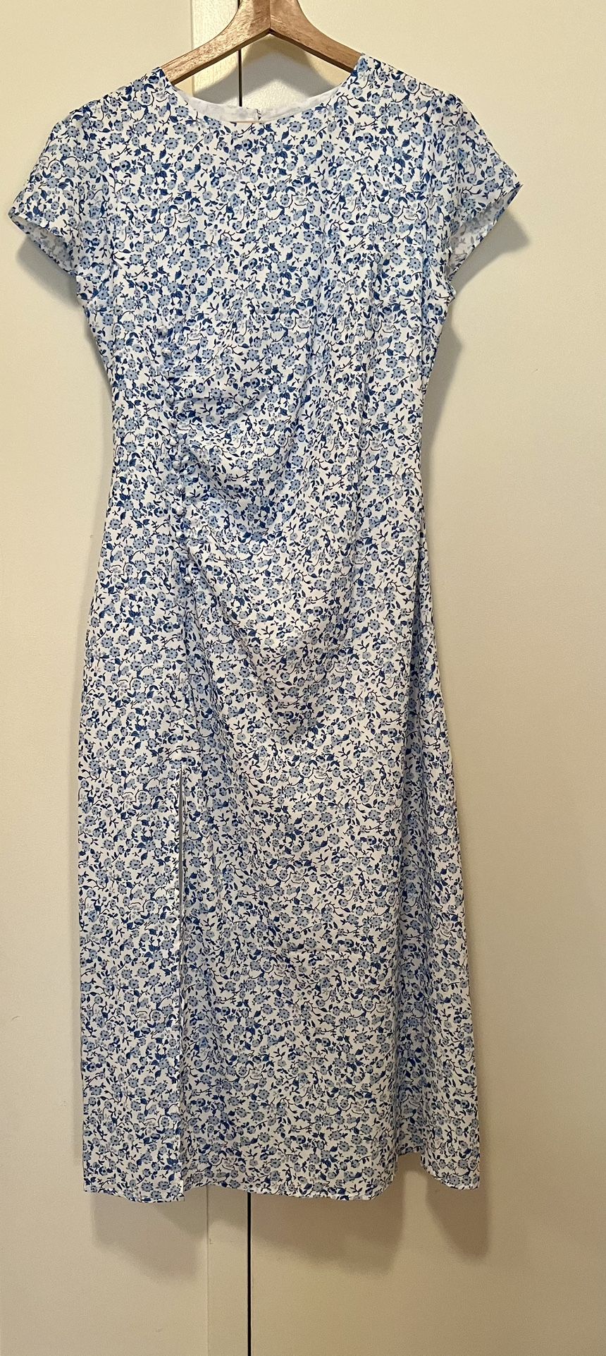 Blue & White Floral Midi Dress