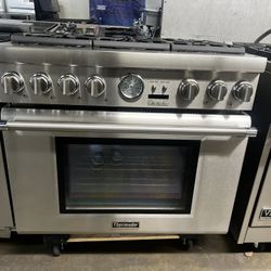 THERMADOR 36”WIDE DUAL FUEL RANGE STOVE STAINLESS STEEL