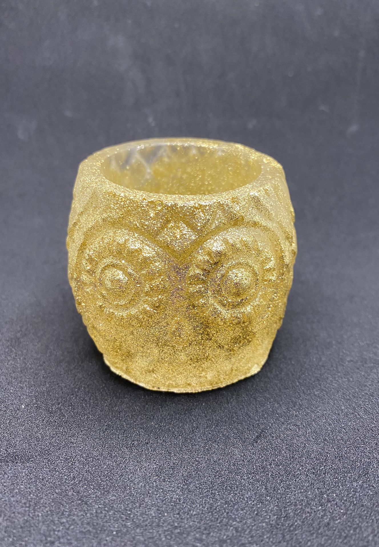 Sparkling Gold Owl Flower Pot Planter