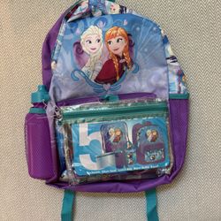 New 5 Piece Set Disney Princesses  16" Large School Backpack for Kids