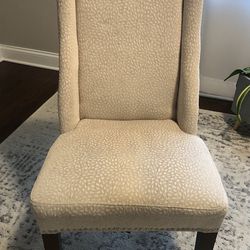 Upholstered White/Beige Accent Chair