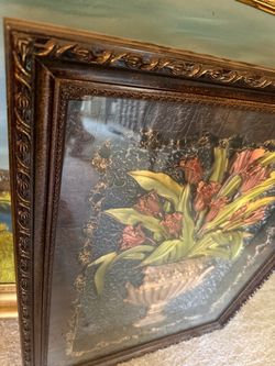 3D Embossed Metal Floral Wall Art – Framed