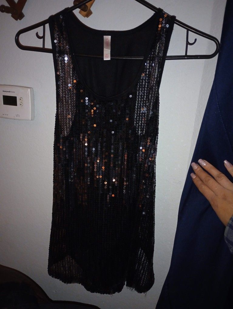 Sparkly Black Tank Top