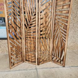 4 panels wood room divider (64"W×67"H)