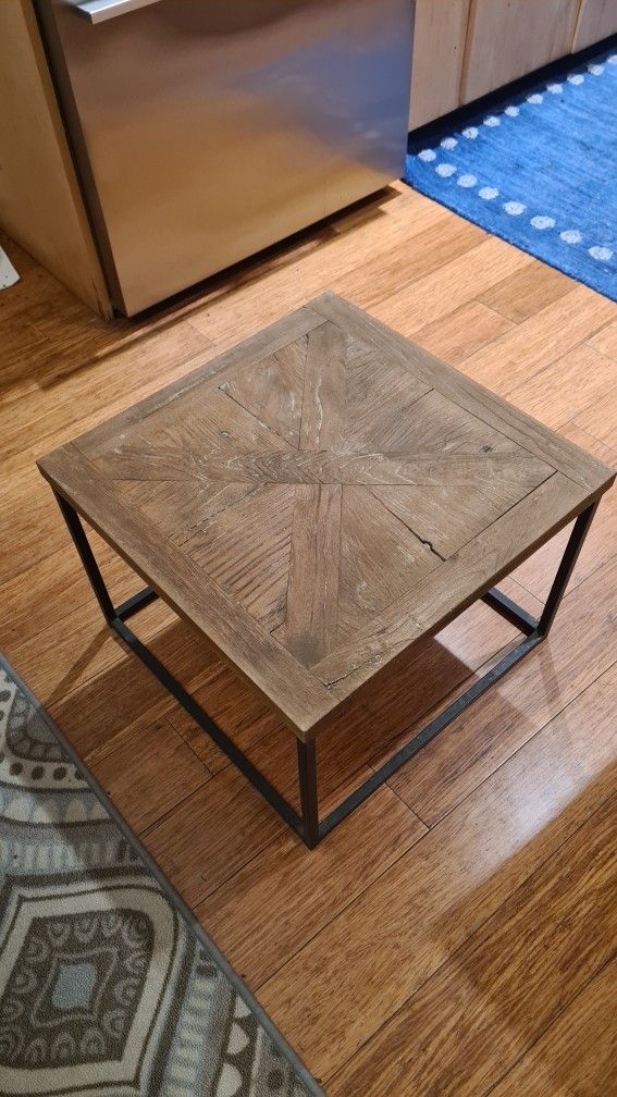 Rustic Small End Table - Wood & Metal