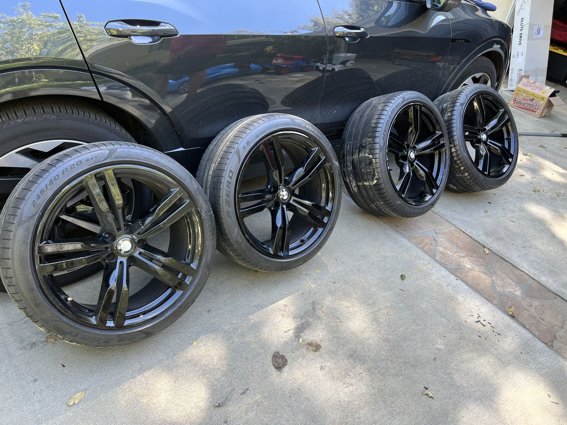 BMW Black Rims 19” Front 22” Back With Pirelli Tires