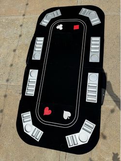 3 IN 1 POKER, BLACKJACK, AND CRAPS FOLDING TABLE TOP W/ CUP HOLDERS