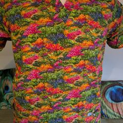 Vtg Women's Cherokee Brand Vibrant Scrub Top 
