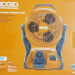 FREE BATTERY! NEW RIDGID 18V CORDLESS HYBRID AC/DC JOBSITE FAN (TOOL ONLY)