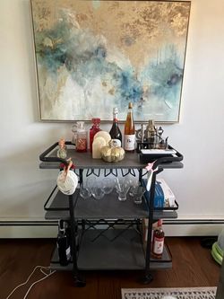 Jubao 3-Tier Mobile Bar Cart (Black / Modern