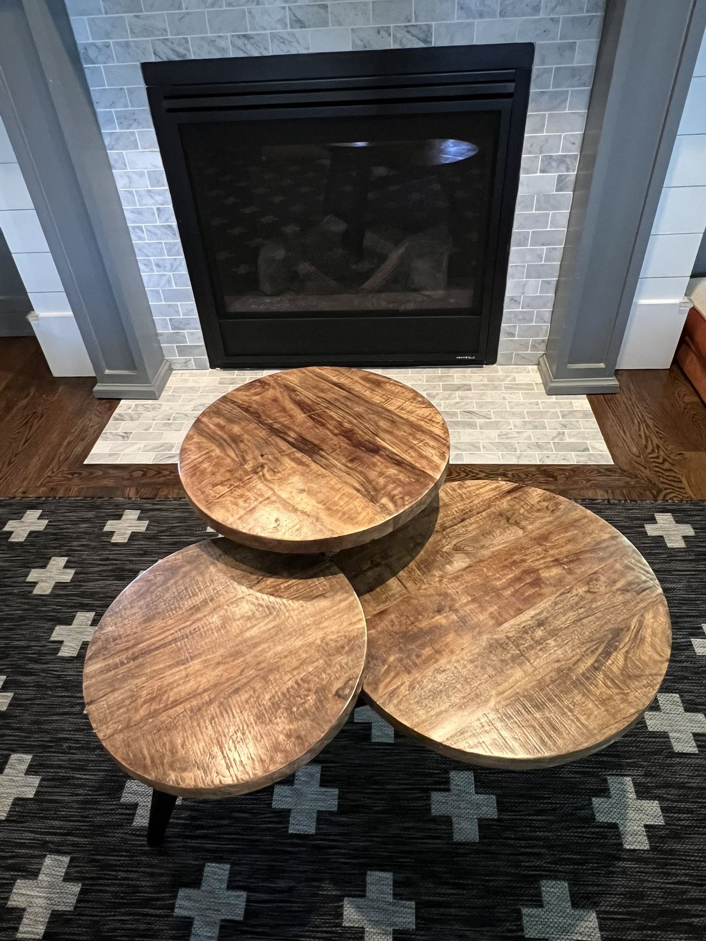 3-Tier Round Wood Coffee Table – Modern & Rustic