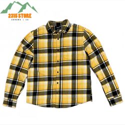 Forever 21 Men’s Plaid Flannel Long Sleeve Shirt Size M Color Yellow/Black