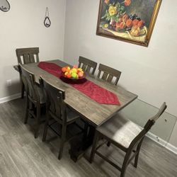 Lovely Wooden Table 6 Chair 