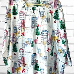 Alfred Dunner Womens 3X Plus Size “Christmas In The City” Classic 3/4 Sleeve Top