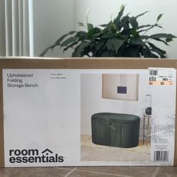 Green Velvet Upholstered Folding Storage Bench