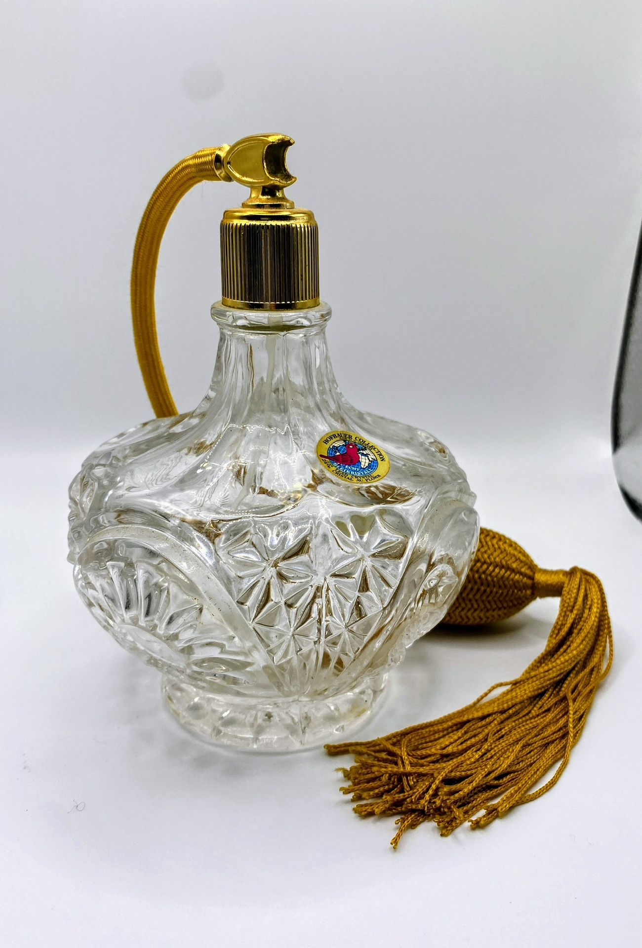 VINTAGE GERMANY HOFBAUER BYRDES CRYSTAL PERFUME BOTTLE Atomizer