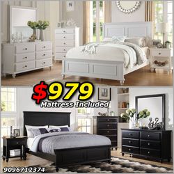 4pcs Queen Alina Bedrooms Sets W. Mattress Included 