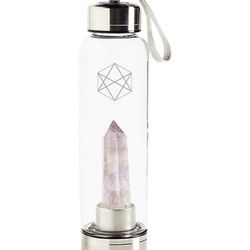 Lifestyle Amethyst Crystal Stone Elixir Glass Water Bottle
